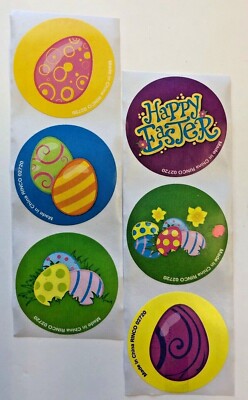50 Happy Easter Stickers Party Favors Teacher Supply Easter eggs #3