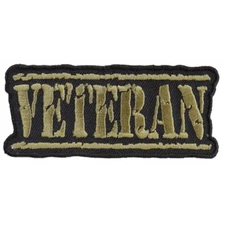 Embroidered Patch (Iron-On or Sew-On), Veteran Green/Black Military, 3.5" x 1.5"