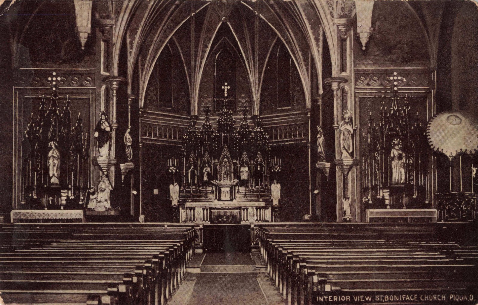 Interior View St. Boniface Church Piqua Ohio OH c1910 Postcard eBay