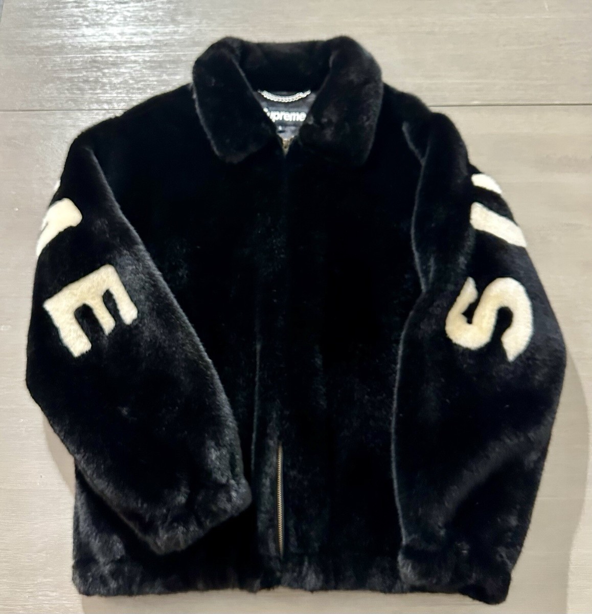 SS17 SUPREME FAUX FUR BOMBER JACKET BLACK SIZE L LARGE 2017 | eBay