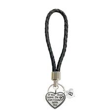Custom If You Ever Leave Me Can I Come With You Black Leather Key Chain Initial