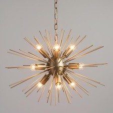 Metà Secolo Stile 9 Bracci Mare Riccio Ottone Sputnik Lampadario Royal Look Luce