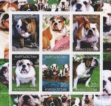 BULLDOG CANE ANIMALE DOMESTICO E CUCCIOLI 2000 MNH FOGLIO TIMBRO