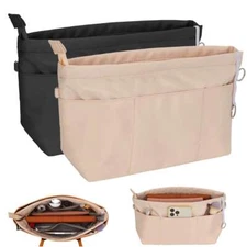 Multi Pockets Purse Organizer Insert with Zipped Top for Tote Bag Handbag Shaper