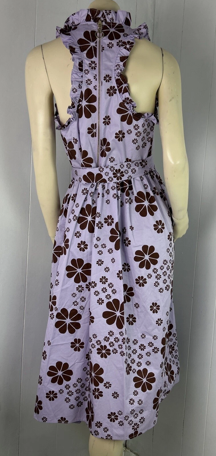 Abito Kate Spade Floreale Spade Senza Maniche Cintura Midi Racerback 4 Lilla Congelata