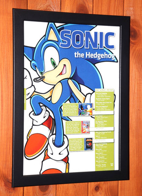 Sonic the Hedgehog Spinball Knuckles Old Small Promo Poster / Ad Page Framed