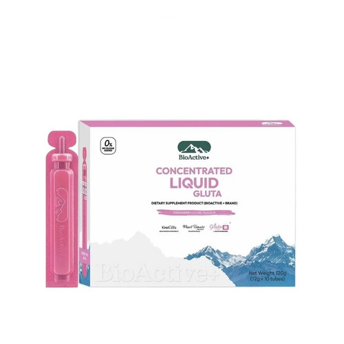 3x BioActive Concentré Liquide Gluta Boisson Fraise Lychi Nourrir Peau - Photo 3/11