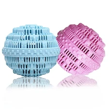 Eco-Friendly Laundry Balls, 1500 Washes, Set of 2 (Light Blue & Purple)