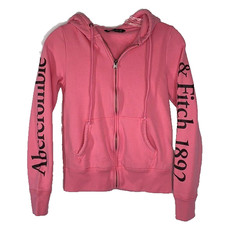 Abercrombie Fitch Pink Zip Hooded Sweatshirt XS