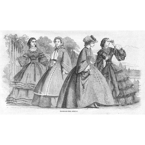 Fashions for August - Antique Print 1859