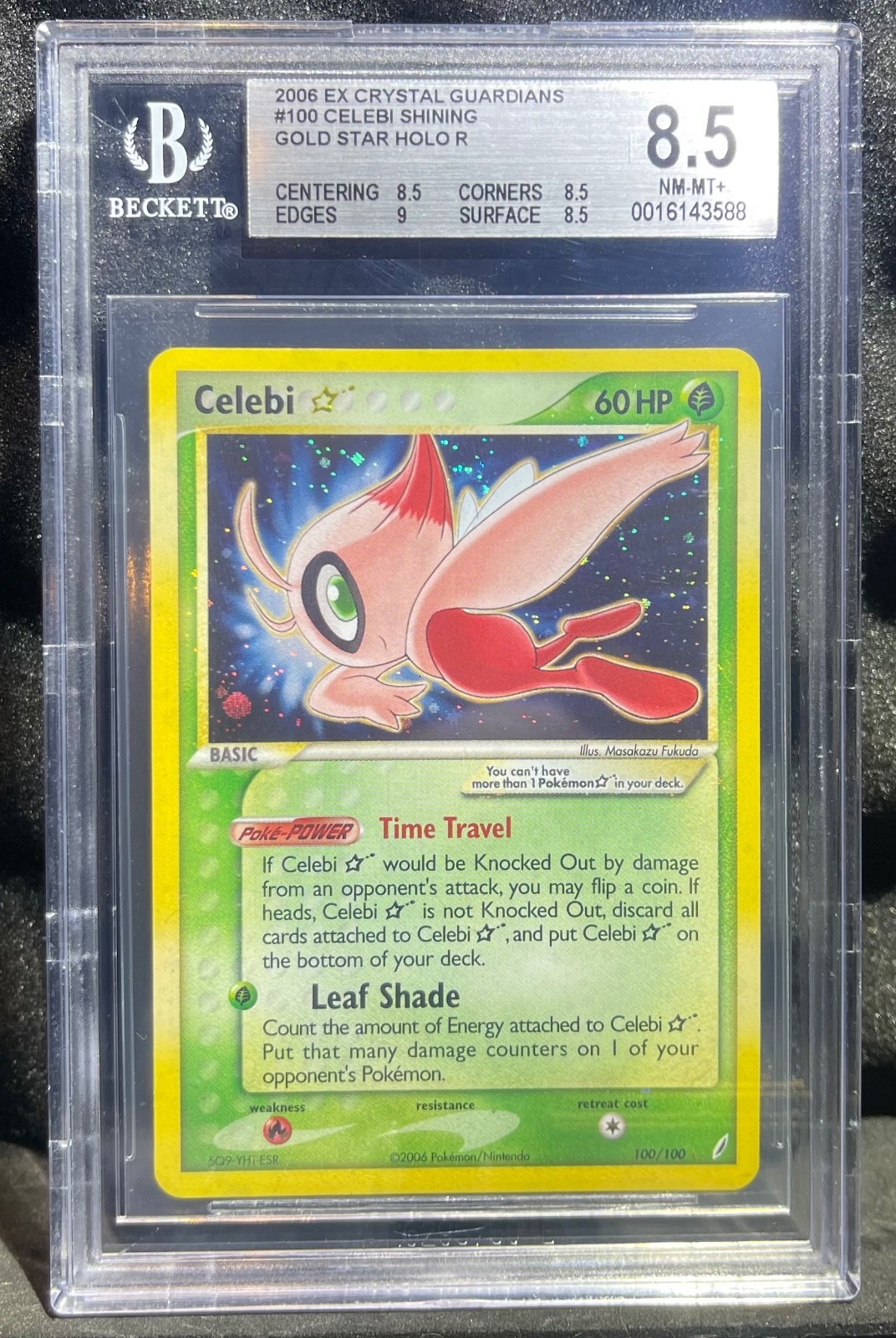 Celebi Gold Star EX Crystal Guardians #100 BGS 8.5 GEM MINT 