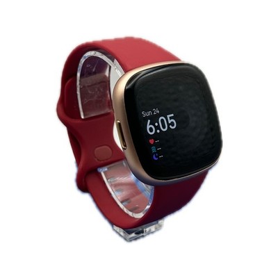 Fitbit Versa 4 Wristband Activity Tracker - Red Small Band Soft Gold GPS Used