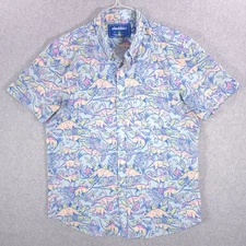 Chubbies Button Down Hawaiian AOP Jungle Dinosaur Performance Shirt Mens Medium