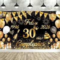 Happy Birthday Banner 30. Geburtstag Dekoration Gold Schwarz 180 X 110 Cm