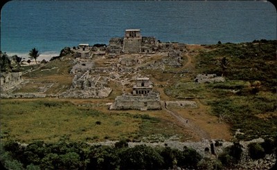 Tulum Quintana Roo Mexico Aerial view vintage postcard s516