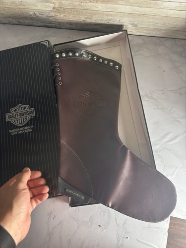 Vintage Harley Davidson Christmas Stocking Boot Leather - Picture 5 of 10