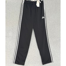 Adidas Track Pants Mens Small Black White 3-Stripes Straight Leg H46110 New