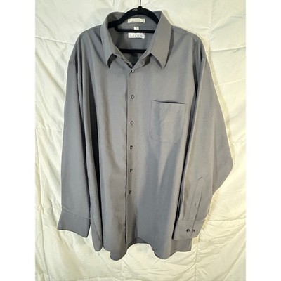 CEZANI Mens Gray Button Down Long Sleeve Dress Shirt Size 18 34 35 Polyester