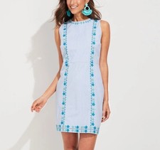 Vineyard Vines Pop Embroidered Shift Dress Size 2 Preppy Feminine Coastal Beachy