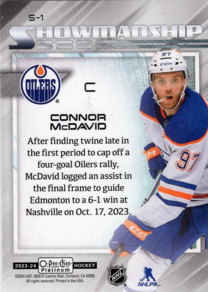 2023-24 O-Pee-Chee Platinum Showmanship S-1 Connor McDavid - Image 2 of 2