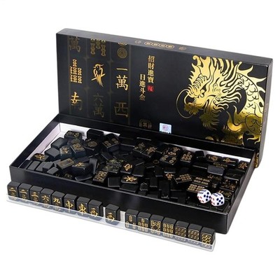 Reise-Mahjong-Set   144 Spielsteine, 2 Würfel und 4 feste Spielsteine, tragba