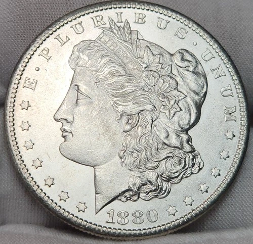1880 S Morgan Silver Dollar, BU Uncirculated, 90% Silver US Coin, Morg-8083A