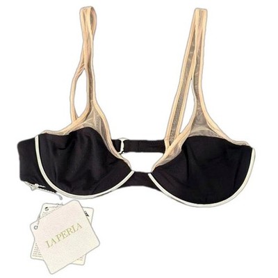 LA PERLA Black Mesh Trim Wired Balconette Bra 38D Made in Italy NWT