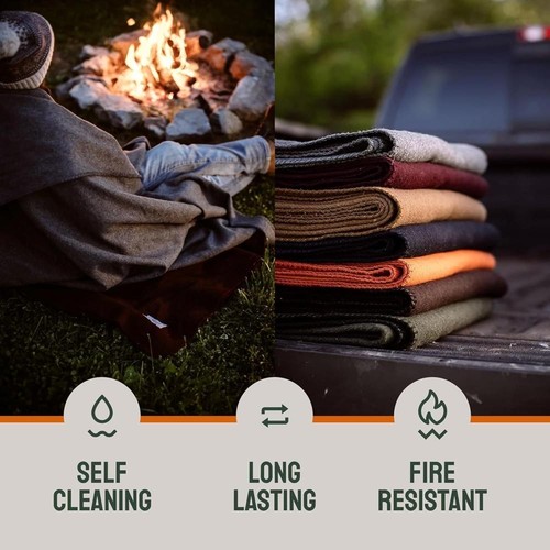 Merino Wool Blanket - Large 66" x 90", 4LBS Camp Blanket | Throw for The Cabin - Picture 3 of 9