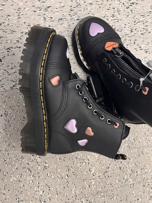 Doc Martens Sinclair Satin Heart Leather Platform Boots 