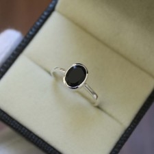 Hand Crafted Natural Black Onyx Gemstone 925 Sterling Silver Ring