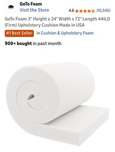 GoTo Foam 3" x 24" x 72" Firm Upholstery Cushion Foam Sheet, Green