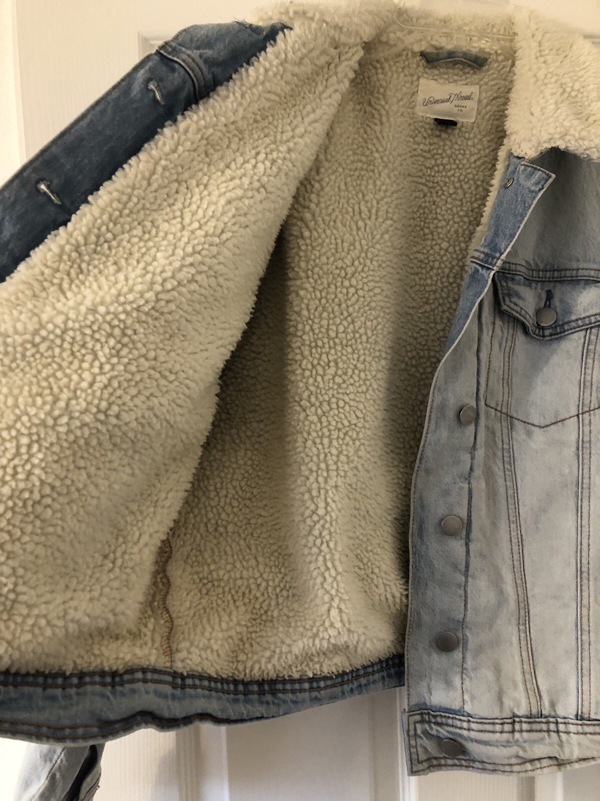Universal Thread Large Denim Jacket Warm Fleece S… - image 6