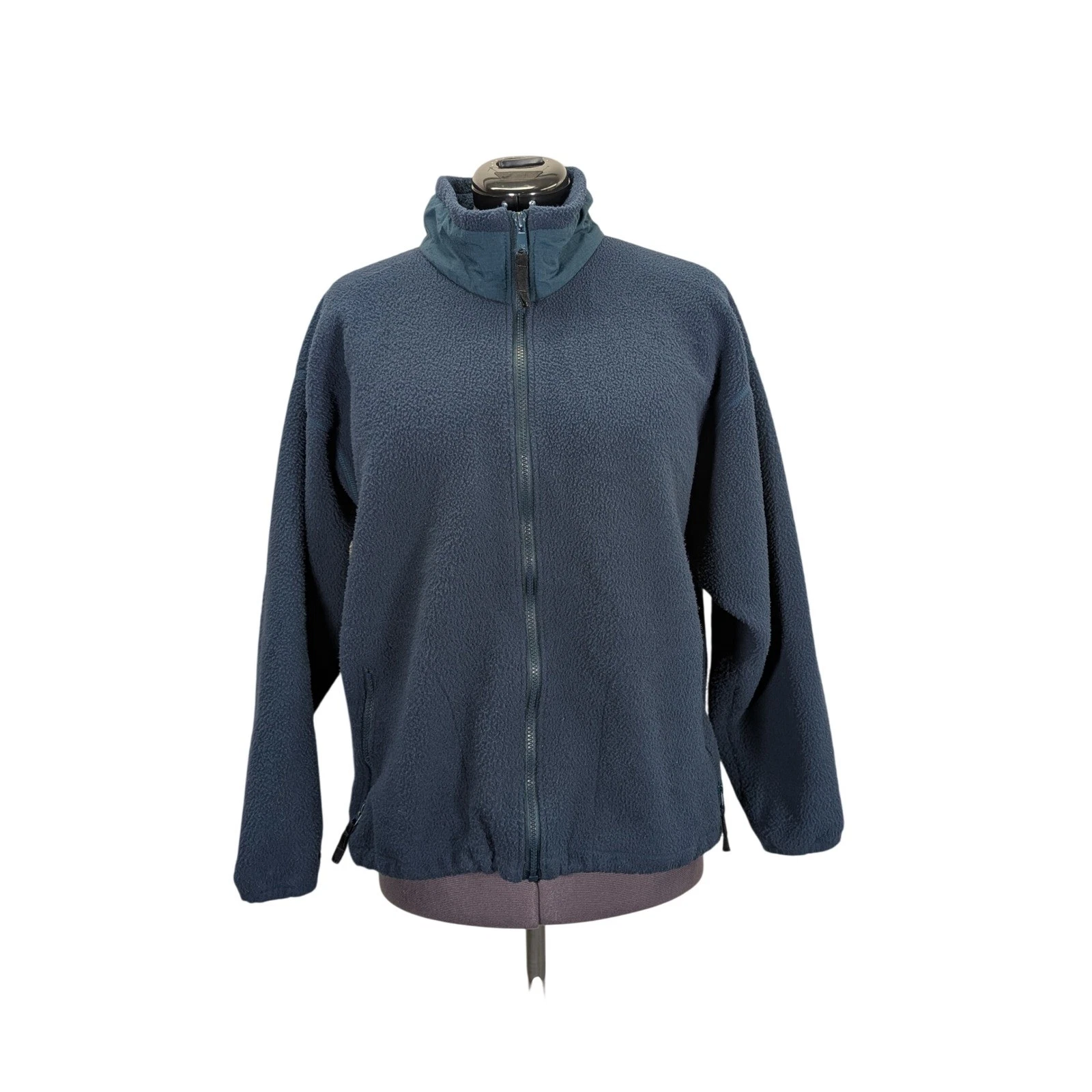 Vintage Columbia Fleece Jacket Womens L USA Made Blue Gray Full Zip 90s