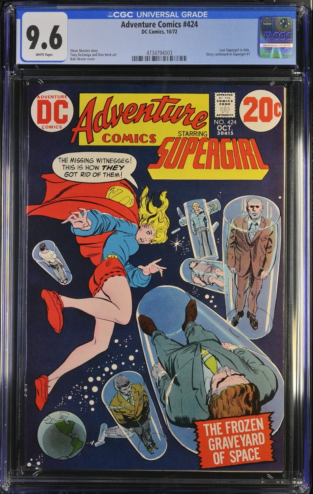 ADVENTURE COMICS #424 CGC JUST 1 GRADES HIGHER WITH JUST 4 9.6'S  #4734794003
