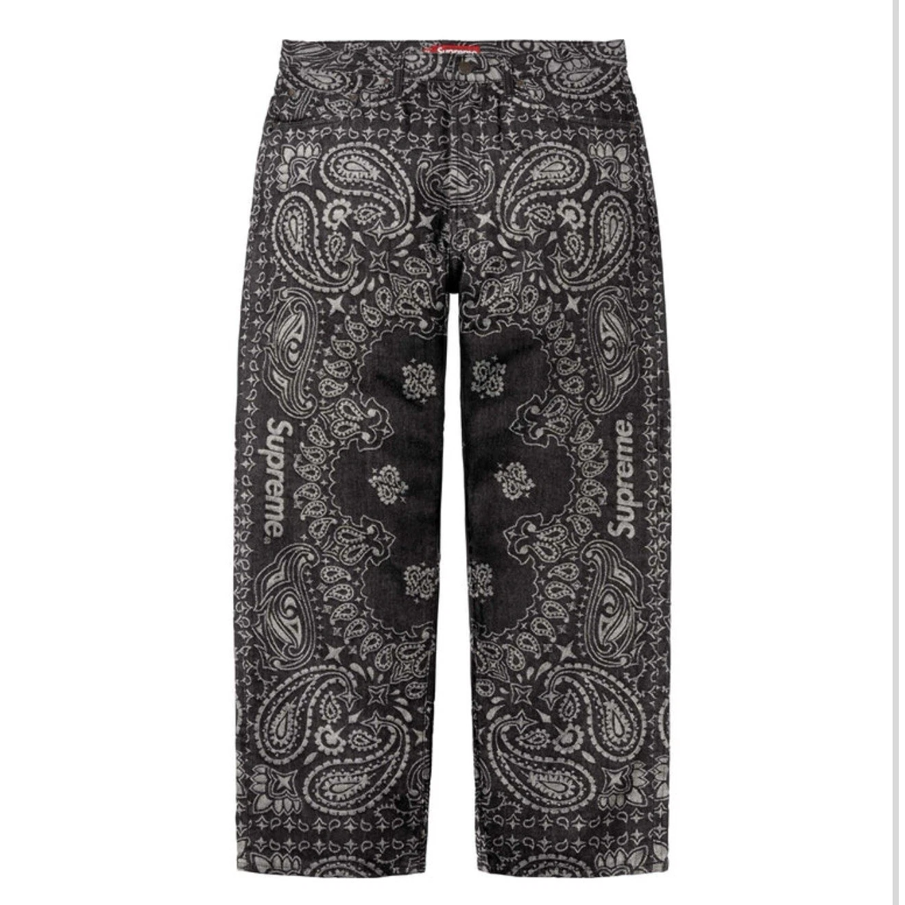 JEAN noir taille 34 SUPREME BANDANA JACQUARD BAGGY commande confirmée