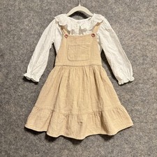 Zara Dress Set Girls Size 3 4 Years White Bei...