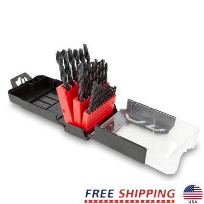 29 Piece Black Oxide Drill Bit Set Heat Treated Rust Resistant Tool Kit Steel US