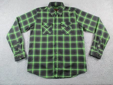 Dixxon Flannel Shirt Mens XL Tall Green Black Shifter Pearl Snap Punk Rock