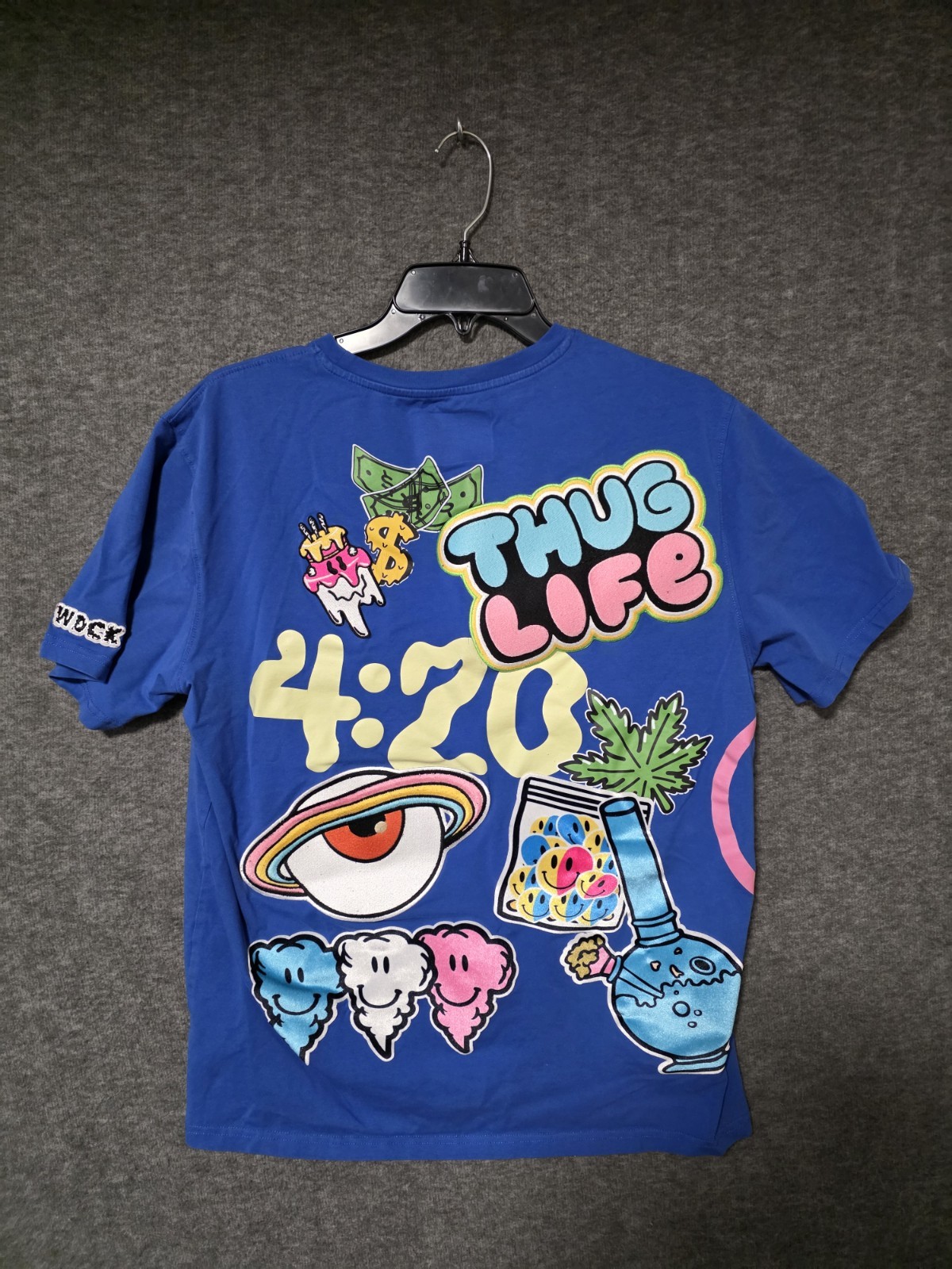 Wedding Cake Zaza Mens Large Shirt 4:20 Thug Life Wake Bake And Cake Blue image 6