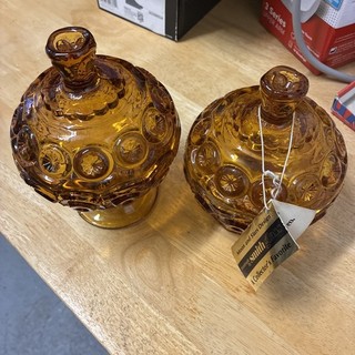 Two L.E. Smith Moon And Stars Candy Dishes