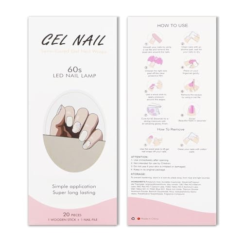 Gel Nail Stickers Beige Purple Flower Semi Cured Strips Wraps UV/LED Supplies - Picture 3 of 7