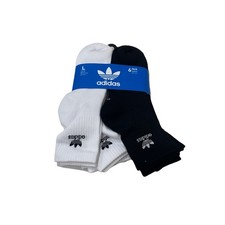 Adidas Youth Original White Black Crew Socks Size L Pack Of 6