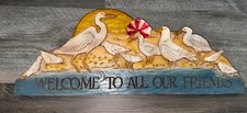3D Rustic Seagull Wall Decor Vintage Coastal Beach Plaque Welcome Friends