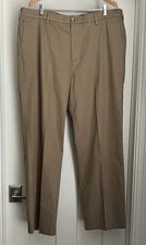 Dockers Mens Khaki Pant 40X34 Wrinkle Free Stain Defender Relaxed Fit Flat Front