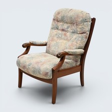 Ercol Style Armchair Easy Chair Very Sturdy Floral Upholstery FREE UK Delivery*
