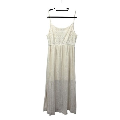 rue21 Womens Cream Crochet Lace Boho Maxi Dress XL Festival Lightweight Gauzy