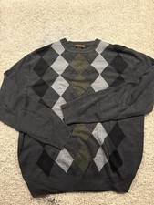 dockers sweater adult large gray argyle long sleeve lightweight crewneck mens  