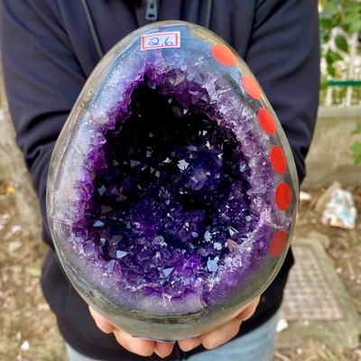 5.70LB Natural amethyst Dinosaur egg Quartz Crystal specimen healing