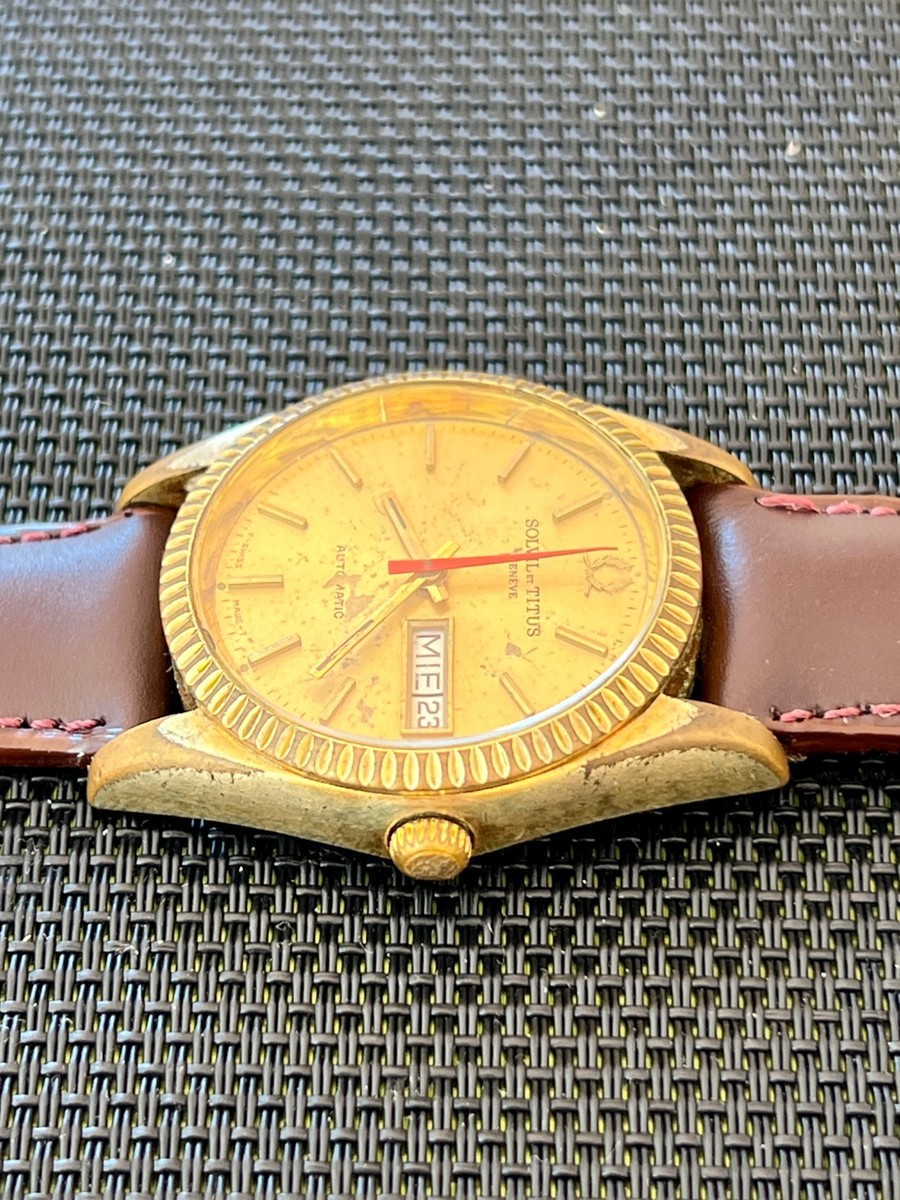 SOLVIL TITUS Geneve 319101 Watch Men's Swiss Gold Dial 17 Jewels