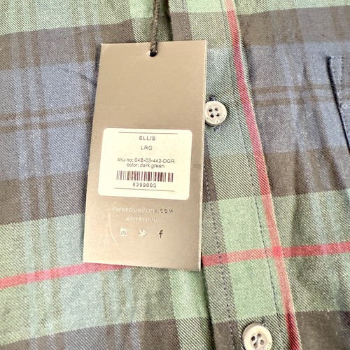 Five Four Ellis Button Down Shirt Mens Large Green Blue Plaid Long Sleeve New - Picture 3 of 11